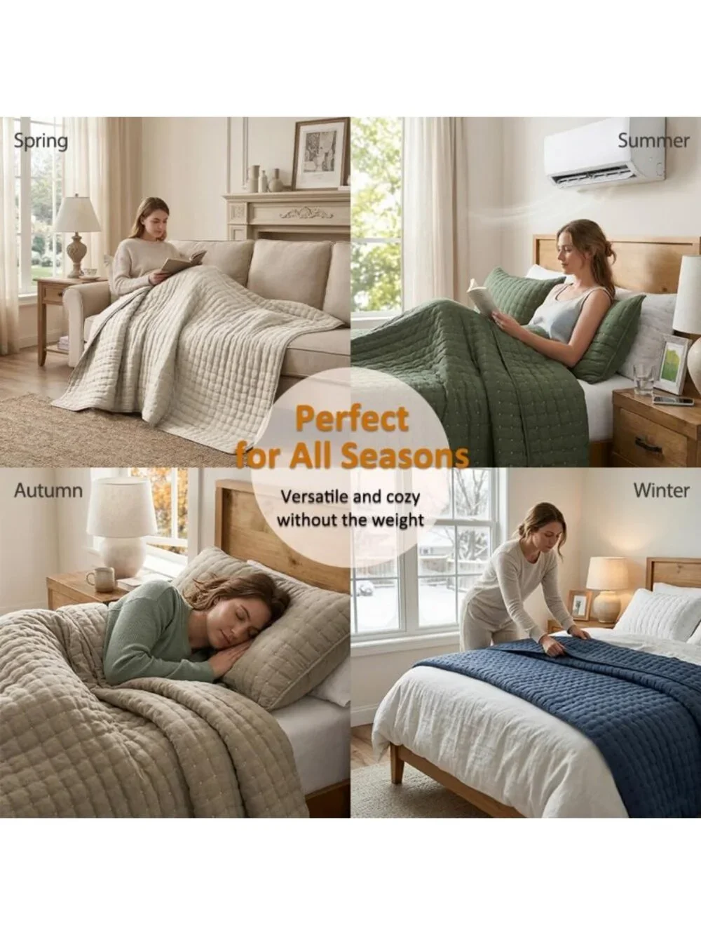 King Size Lightweight Quilt Set with 2 Pillow Shams - Soft Bedspread for All